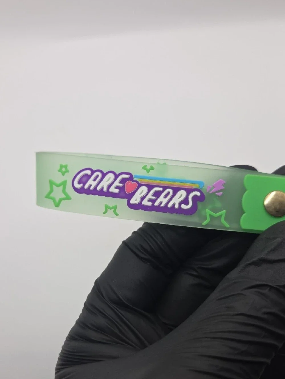 Care Bears Green Glitter Silicone Phone Strap Keychain- Chipped On End